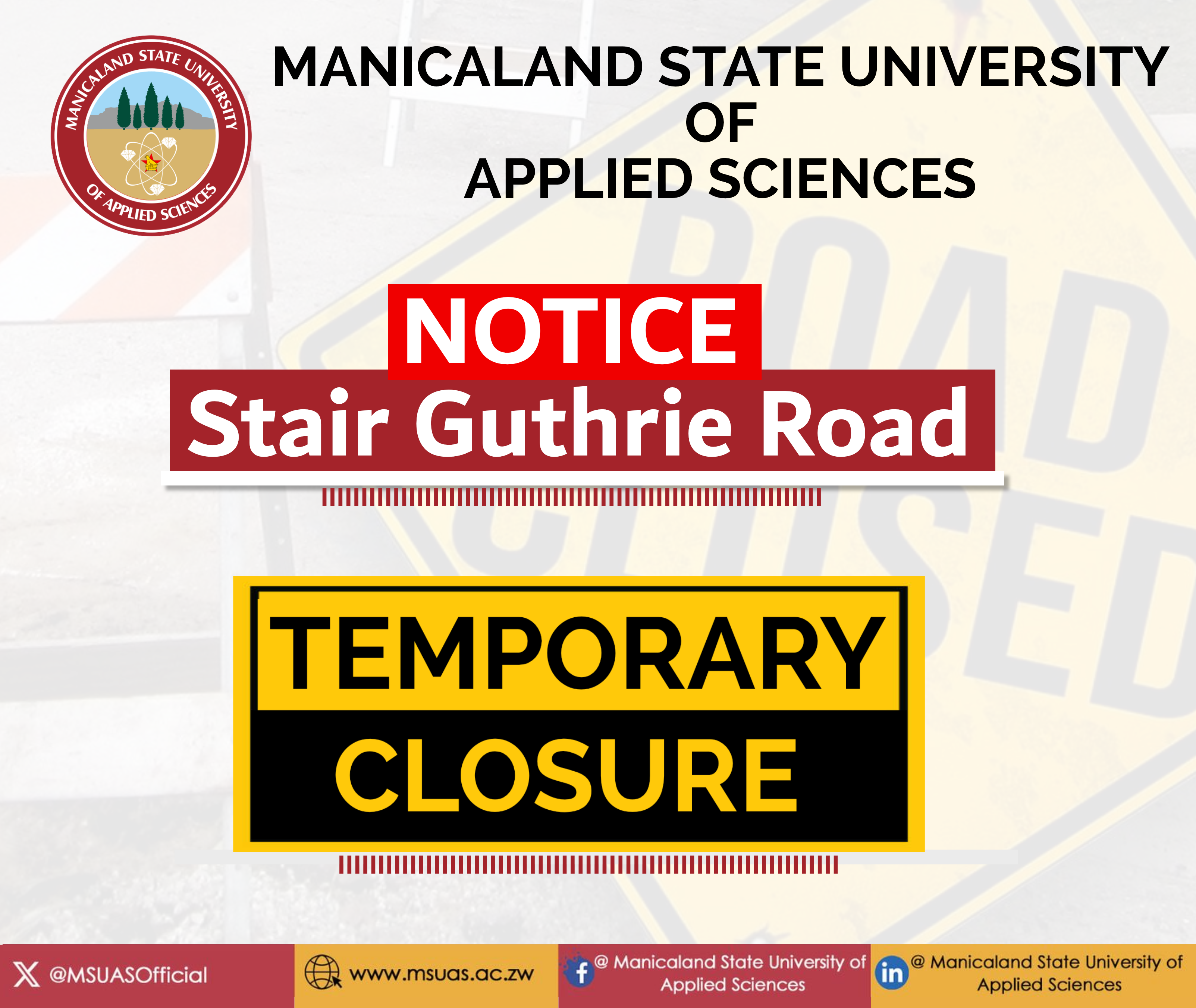 You are currently viewing NOTICE OF TEMPORARY ROAD CLOSURE